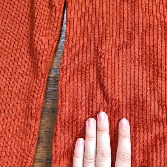Ett Twa • Anthro Amrita tunic sweater burnt orange merino ribbed knit pullover - Picture 6 of 10